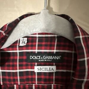 Dolce & Gabbana Red and Black Plaid Button-Up Shirt